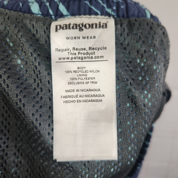 Patagonia Men’s Baggies Long Casual Swim Trunk Shorts Navy Palm Print Medium - Picture 14 of 15